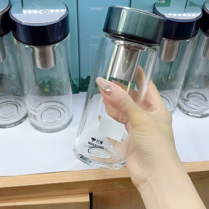 万象品牌单层玻璃杯U265-470绿杯套