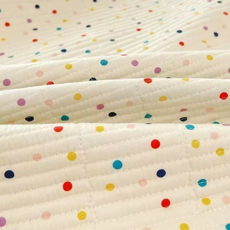 【彩虹波点】床盖A类超柔针织水洗棉背布颜色随机