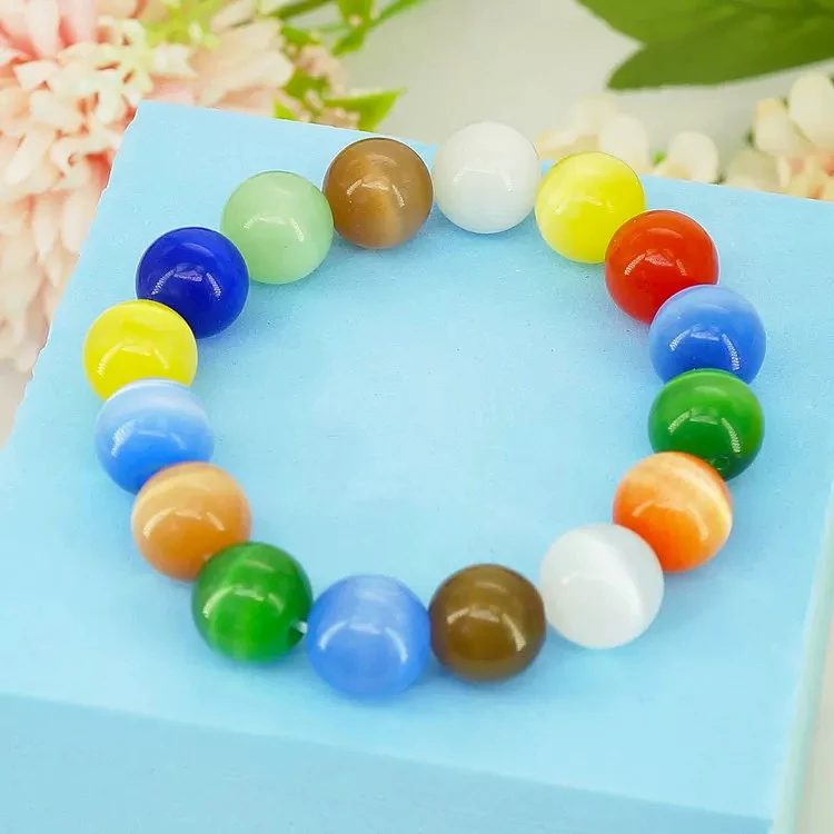 七彩石猫眼石手串