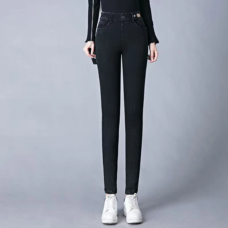 #99552 加绒加厚牛仔裤紧身小脚靴裤外穿