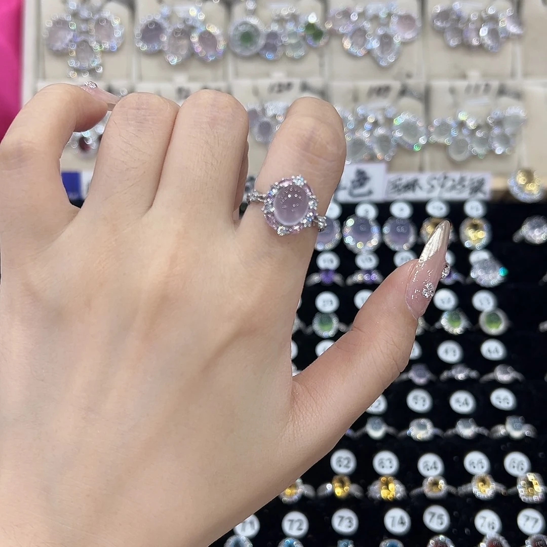 戒指萤石银S925镶嵌