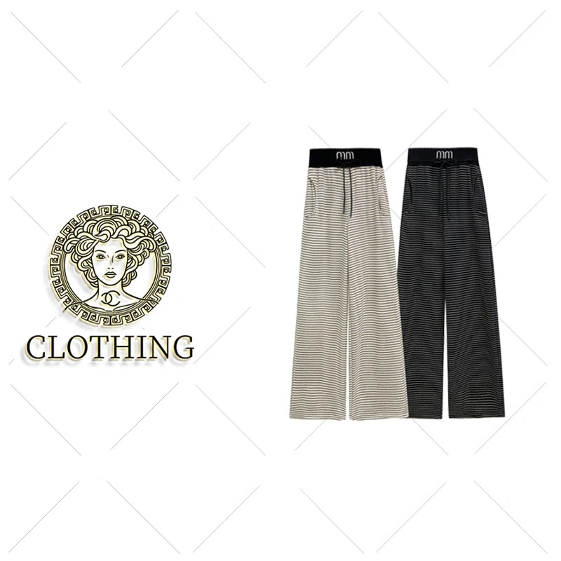 【CLOTHING/原创设计】68302#条纹刺绣直筒休闲裤2025秋冬显瘦长裤