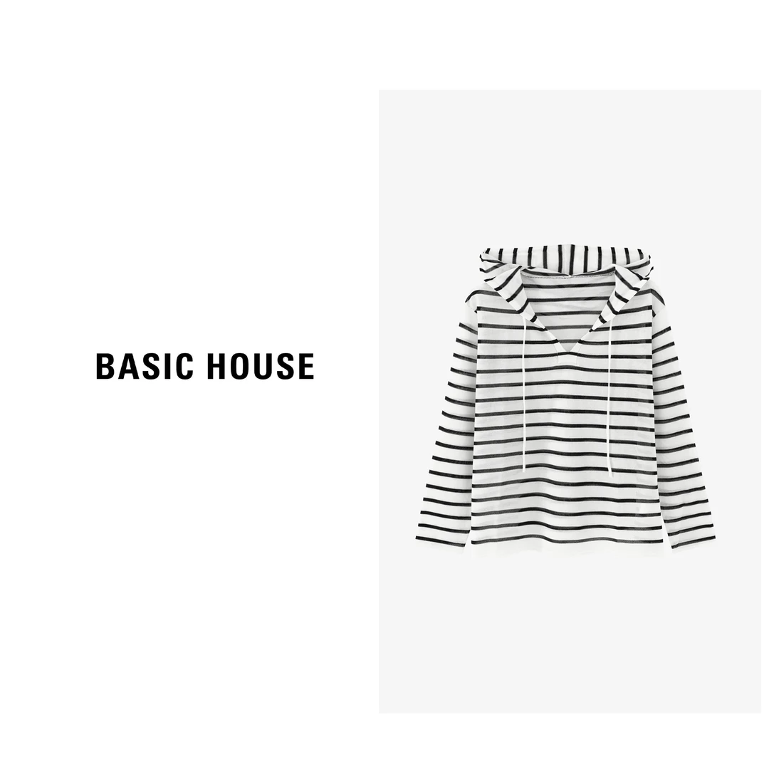 Basic House/百家好夏季时尚休闲百搭连帽舒适针织衫-B0624S50512