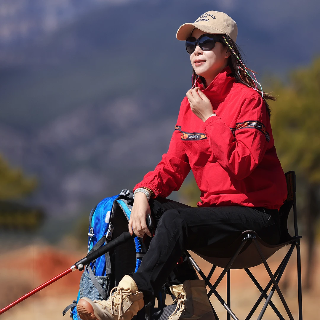 雪丘岛户外2025新款拼色立领速干衣运动跑步出游透气快干长袖女