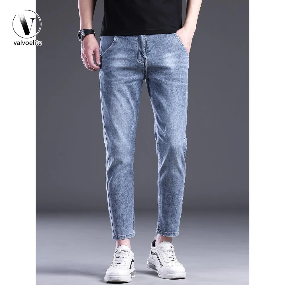 VALVOELITE直筒牛仔裤新款男士春秋潮牌高端修身小个子小脚裤子潮