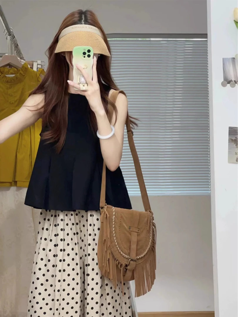 夏天女2025新款搭配一整套茶系穿搭松弛感温柔系炸街套装连衣裙子