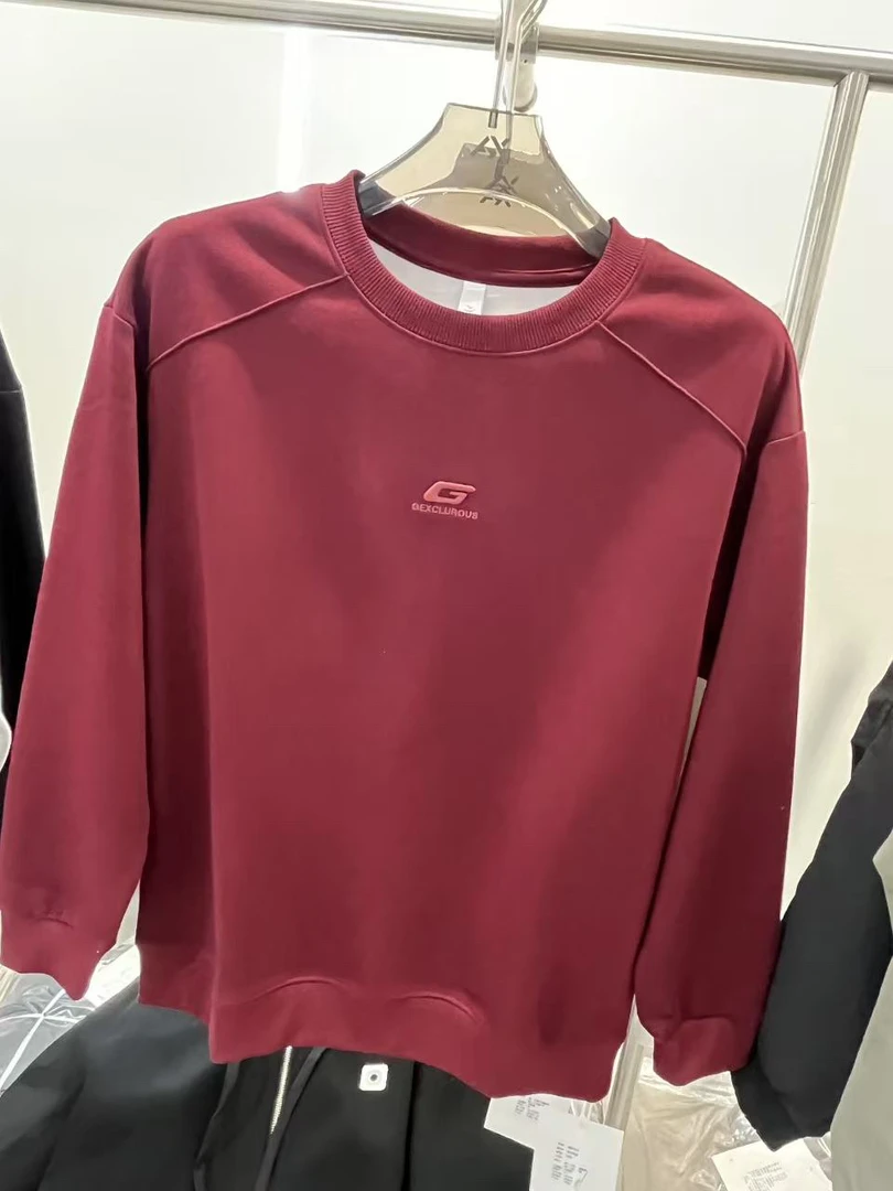 男士长袖休闲风圆领套头极简风卫衣拼接宽松时尚