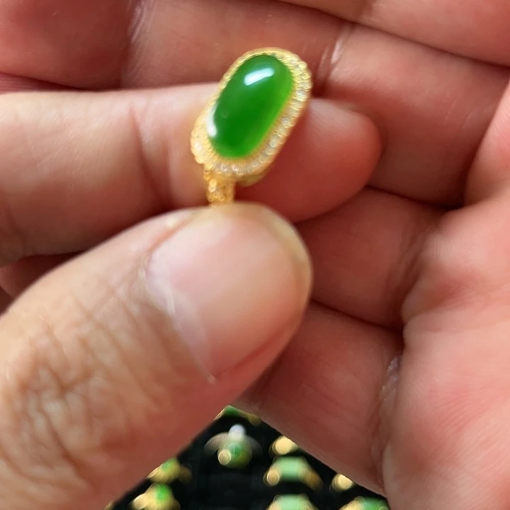 和田玉（碧玉）戒指银S925镶嵌