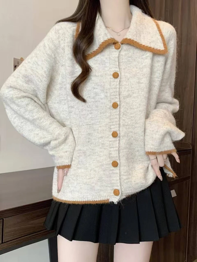 【837】大码女装秋冬季新款宽松显瘦慵懒风高级感针织开衫毛衣外套