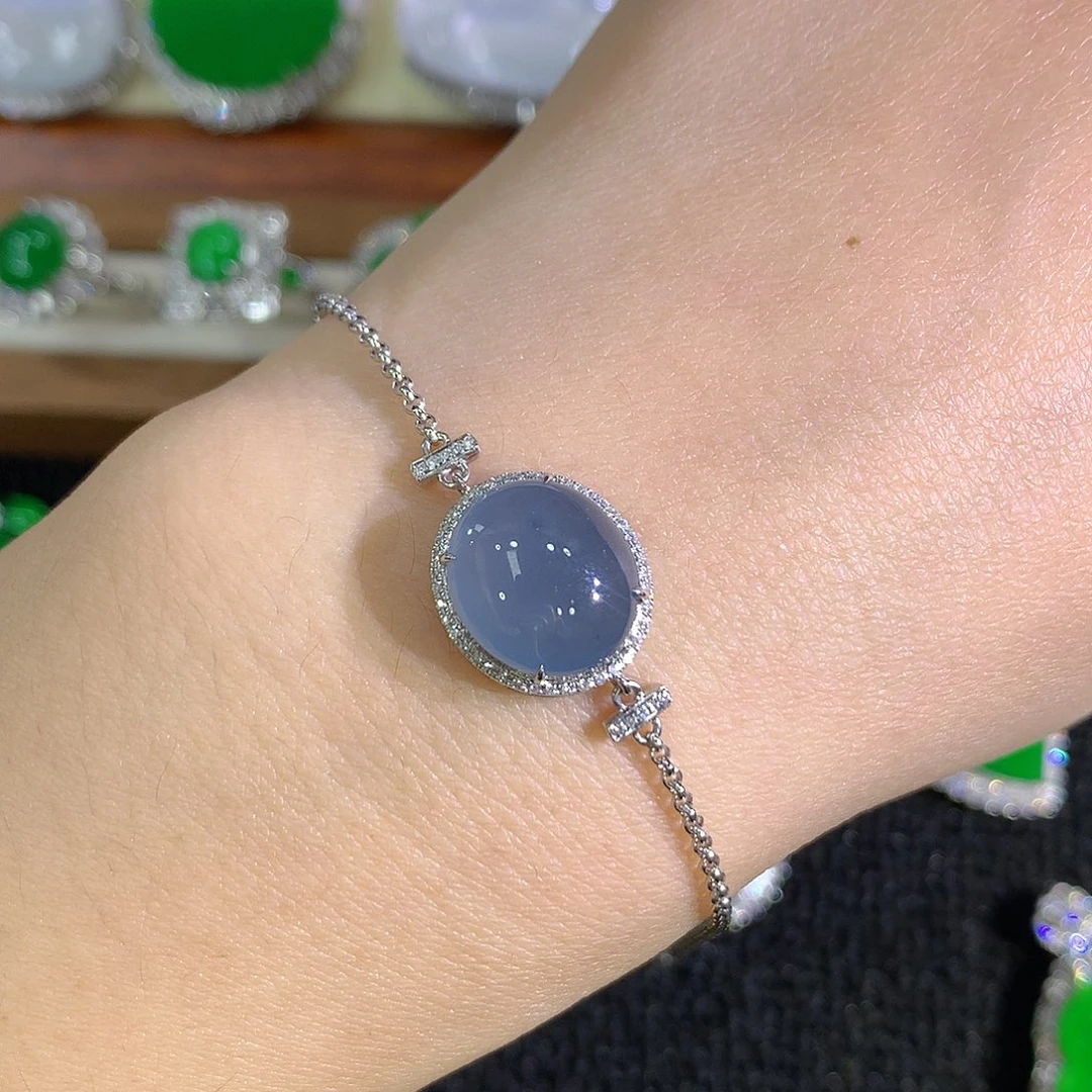 翡翠18K金镶嵌手链蛋