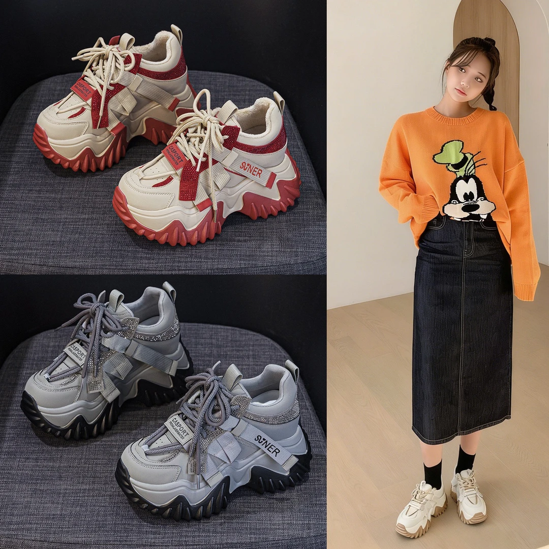 小个子厚底老爹鞋2026年春季女款爆版复古休闲时尚百搭内增高女鞋