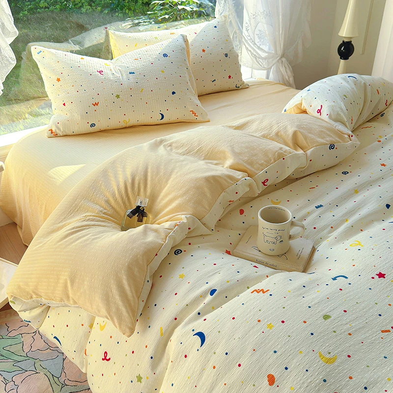 A类小清新被套四件套非全棉纯棉宿舍被罩床笠家用卧室四季款床品4