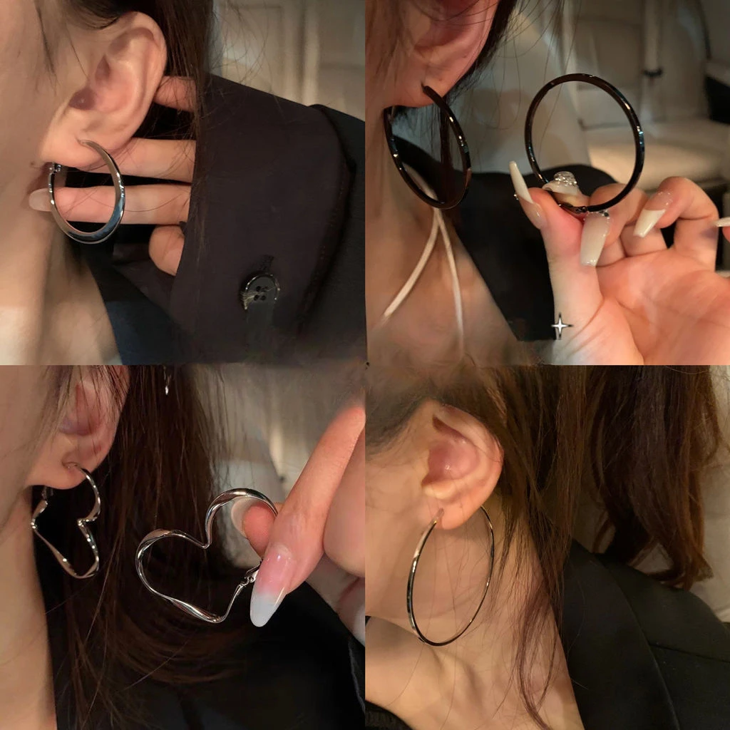 欧美风夸张圆圈耳环女大气素圈高级冷淡风网红显瘦百搭耳饰耳圈