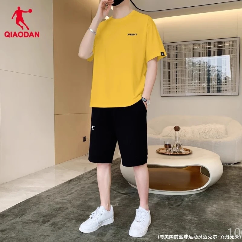 乔丹快干运动套装男士夏季正品百搭健身跑步两件套t恤男短袖短裤