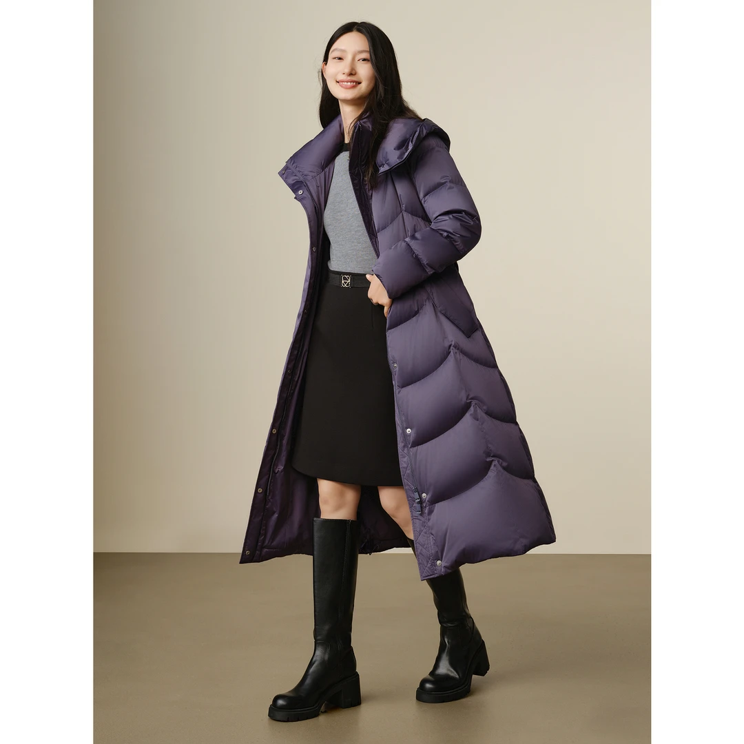 【丽公主专属】【冰原系列】玖姿安娜蔻JTED03123优雅帽领收腰白鹅绒