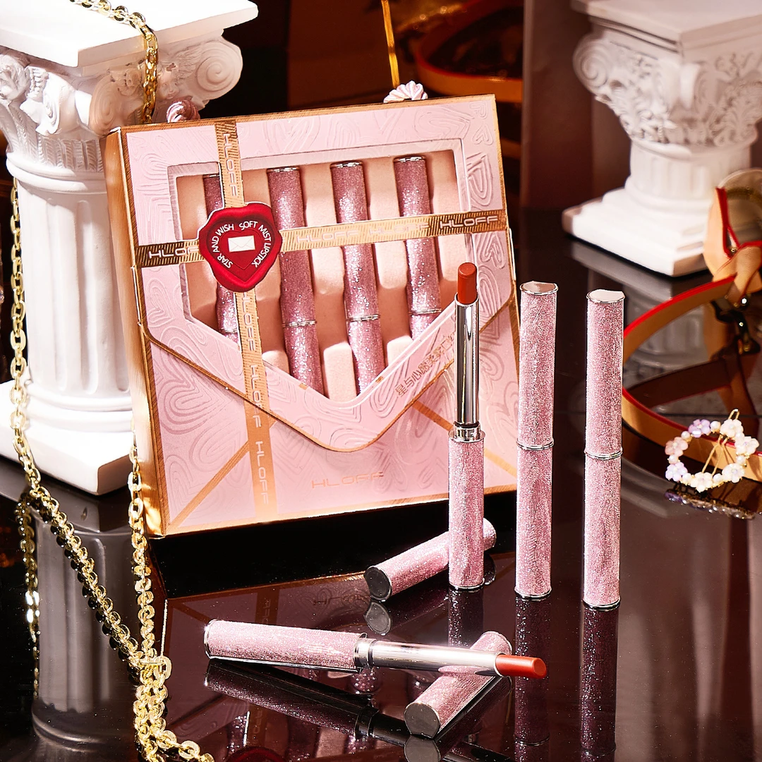 【全国包邮】彩妆星与心愿柔雾口红套装哑光显白四支装手提化妆套盒