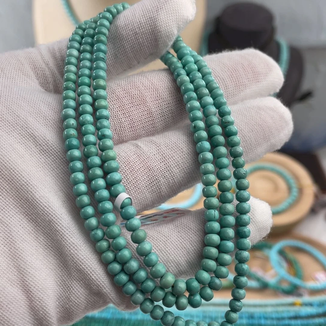 绿松石手链未镶嵌精品108卡4