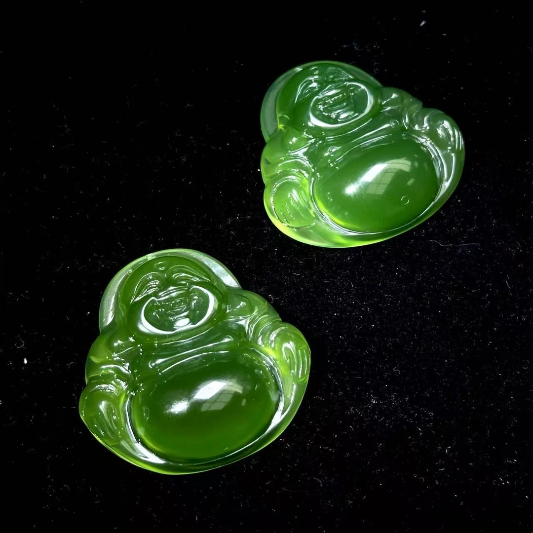 S8005【福嘟嘟】翠青官青绿玛瑙佛公吊坠-配珠链-多样性只发一件