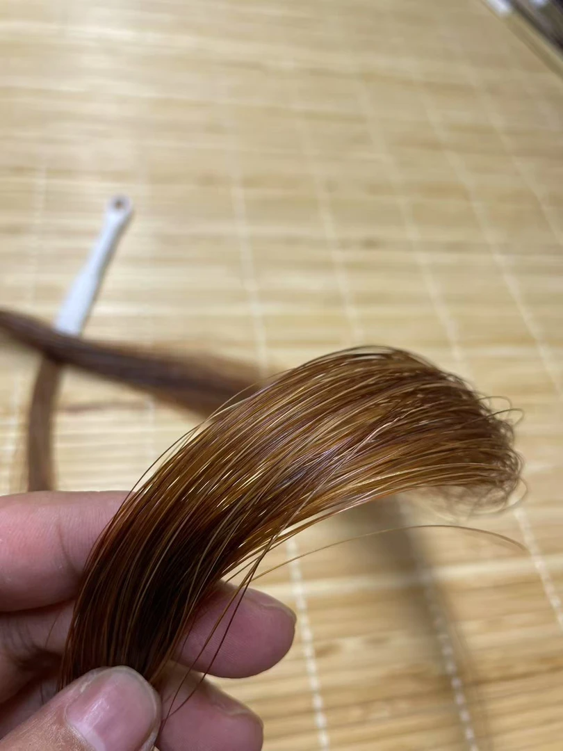 俄罗斯汗血宝马马尾二胡琴弓马尾红棕高级真马毛二胡配件