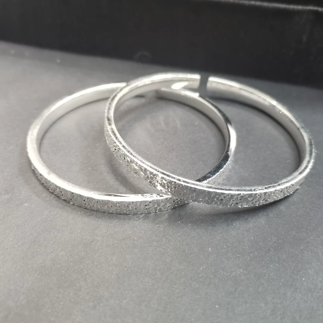 足银银制品 足银碎碎冰开口镯（多样性发一件）