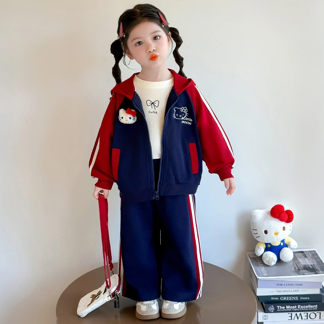 女童套装秋装洋气炸街运动拉链两件套秋季卡通宽松休闲外套裤子