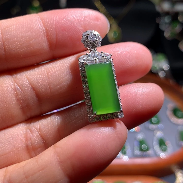 和田玉（碧玉）银S925镶嵌颈饰