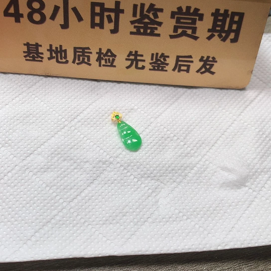颈饰18K金镶嵌翡翠mini豆