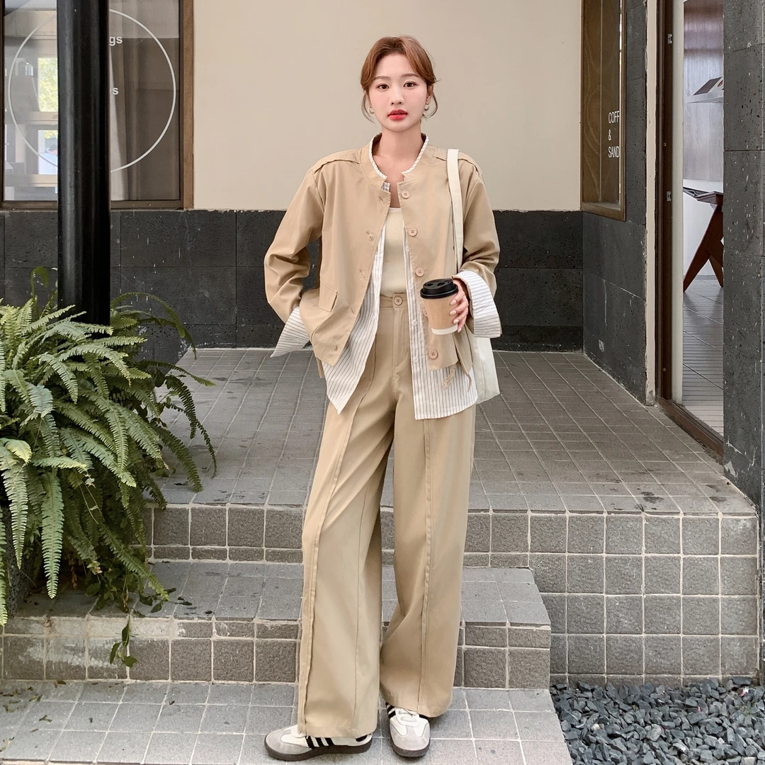 气质慵懒松弛感时尚套装短款外套阔腿裤套装女2025秋季新款两件套
