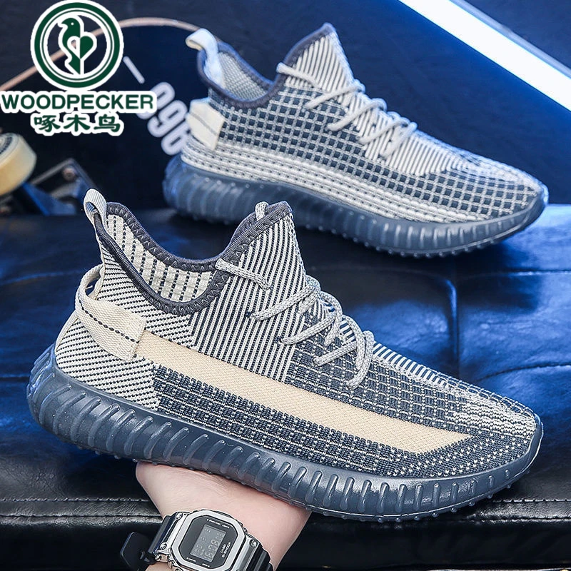 啄木鸟正品网面透气椰子鞋新款夏季2025百搭潮流休闲透气飞织男鞋