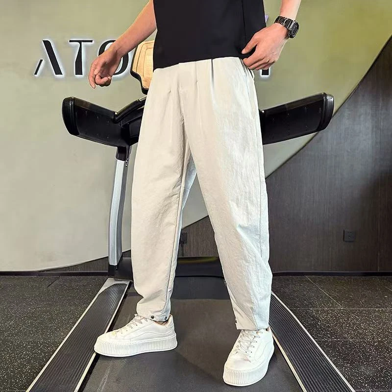 潮牌速干裤男士宽松哈伦裤夏季薄款裤子新款百搭纯色运动休闲裤男