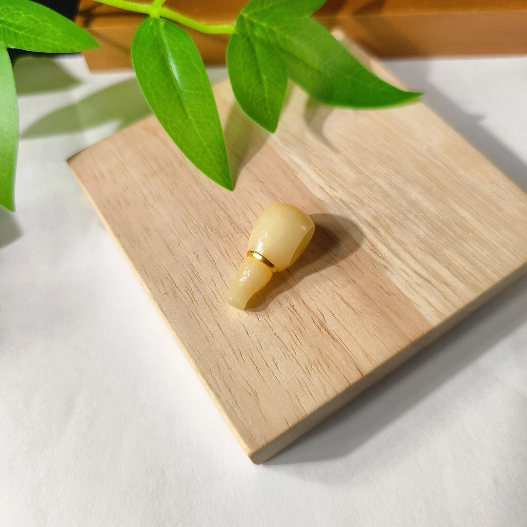 铜合金石英质玉吊坠 玉化 约29*12.5*11.5mm榫卯三通