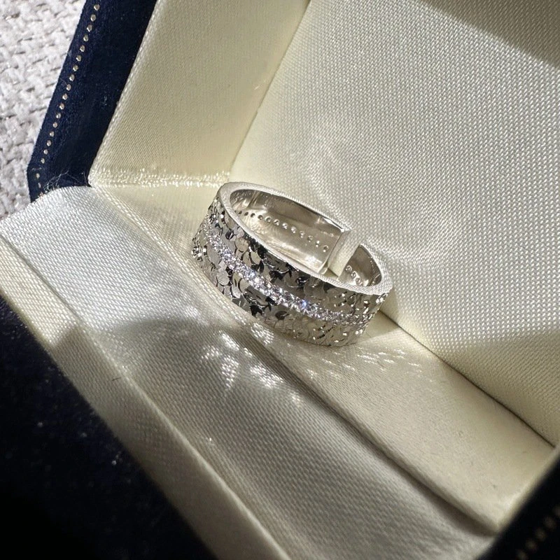 925银戒指 （月亮女神）碎冰冰爆闪戒指女韩系简约基础款指环J514