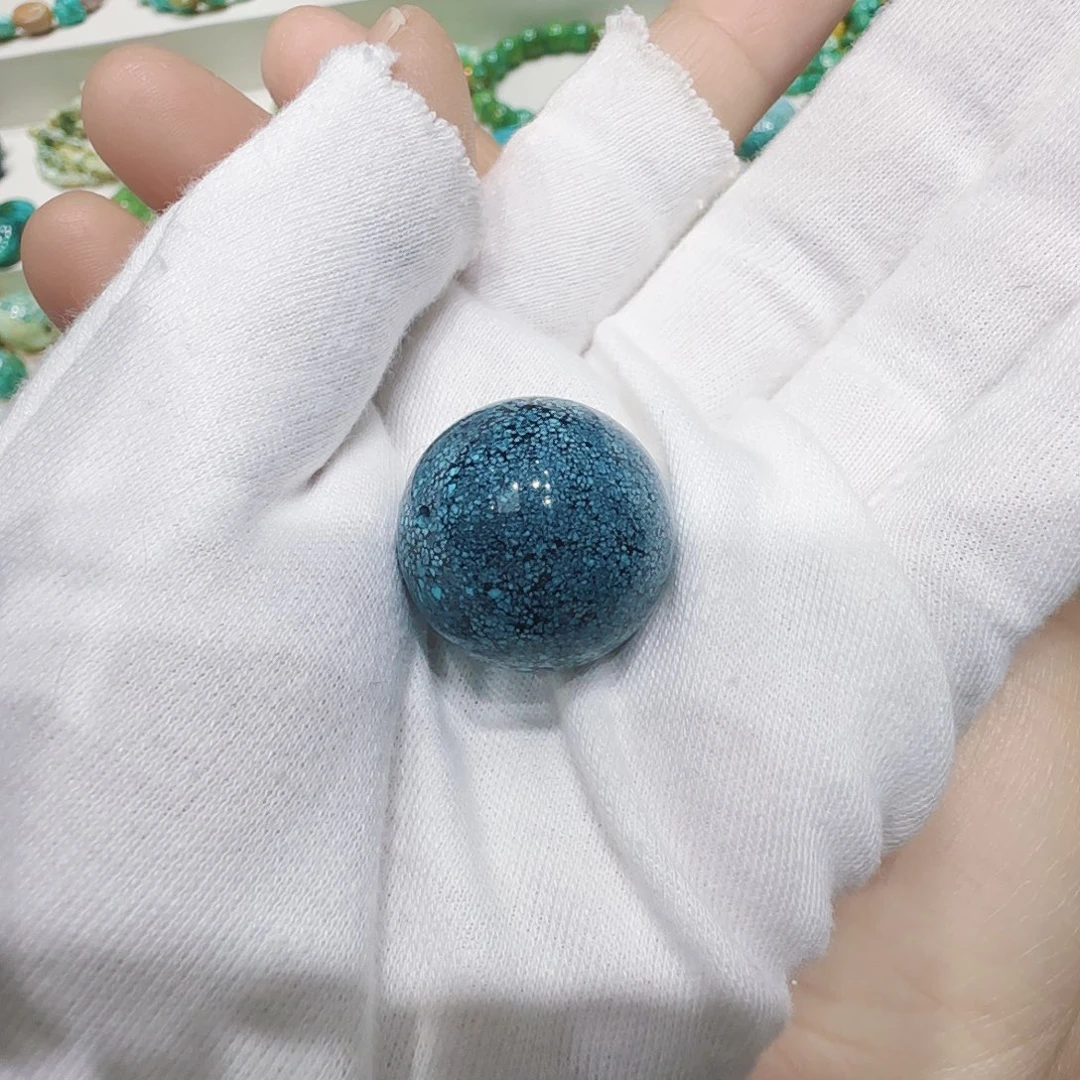 绿松石银S925镶嵌原矿绿松石