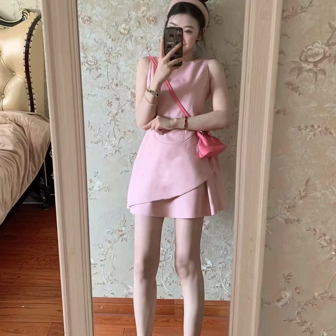 2025新款时尚气质设计感百搭气质粉色法式短裙