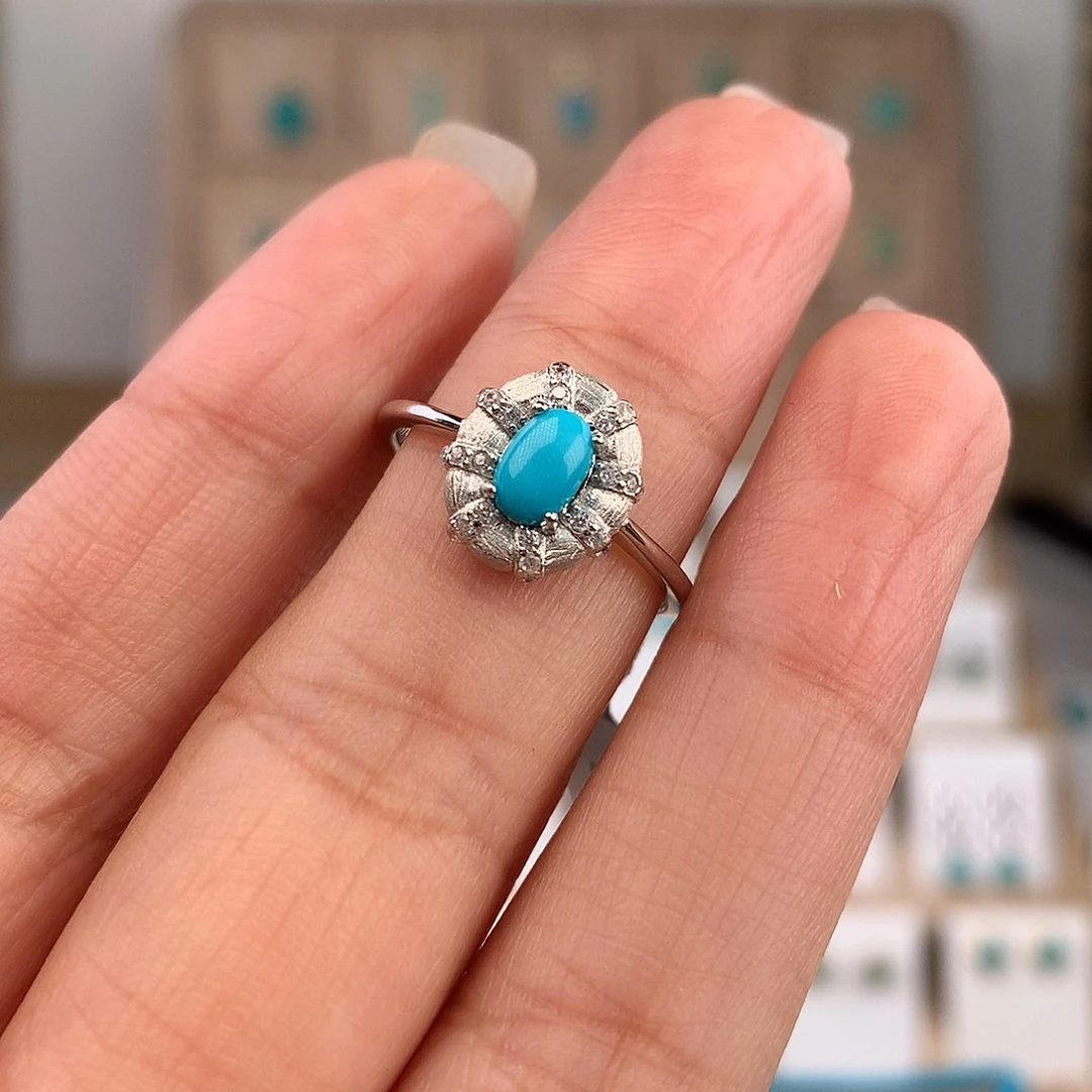 绿松石银S925镶嵌戒指