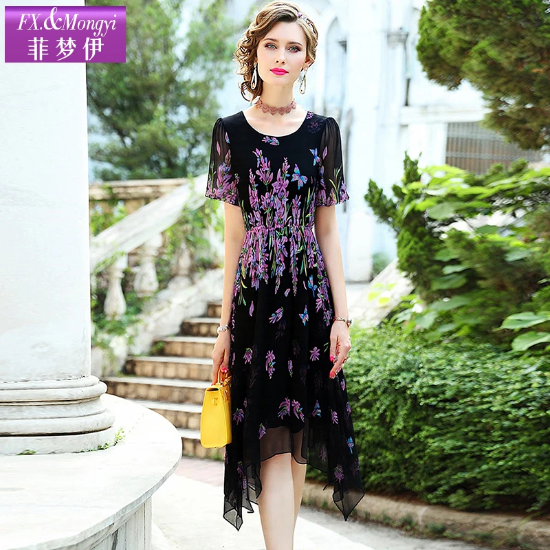 菲梦伊新款100%桑蚕丝时尚连衣裙62980