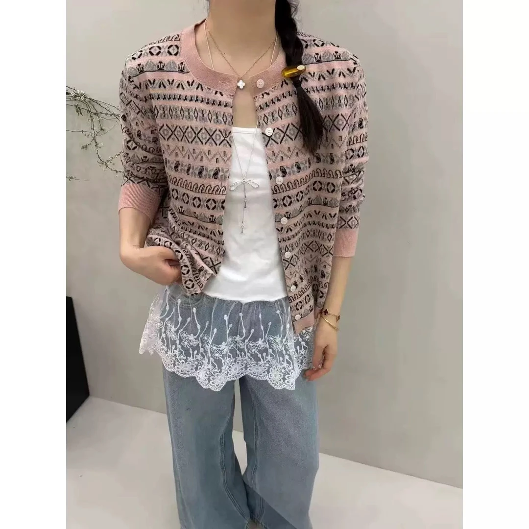 薄款长袖女春季花朵毛针织衫休闲编织气质