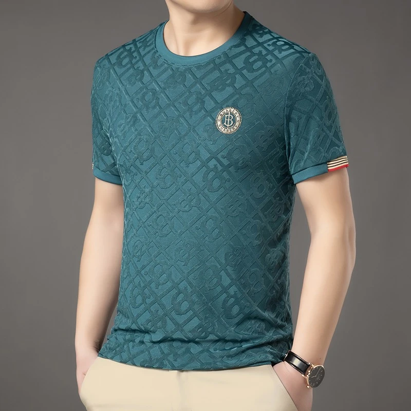 【璐璐专属】豪爵保罗短袖男士夏季圆领薄款百搭透气冰丝86805