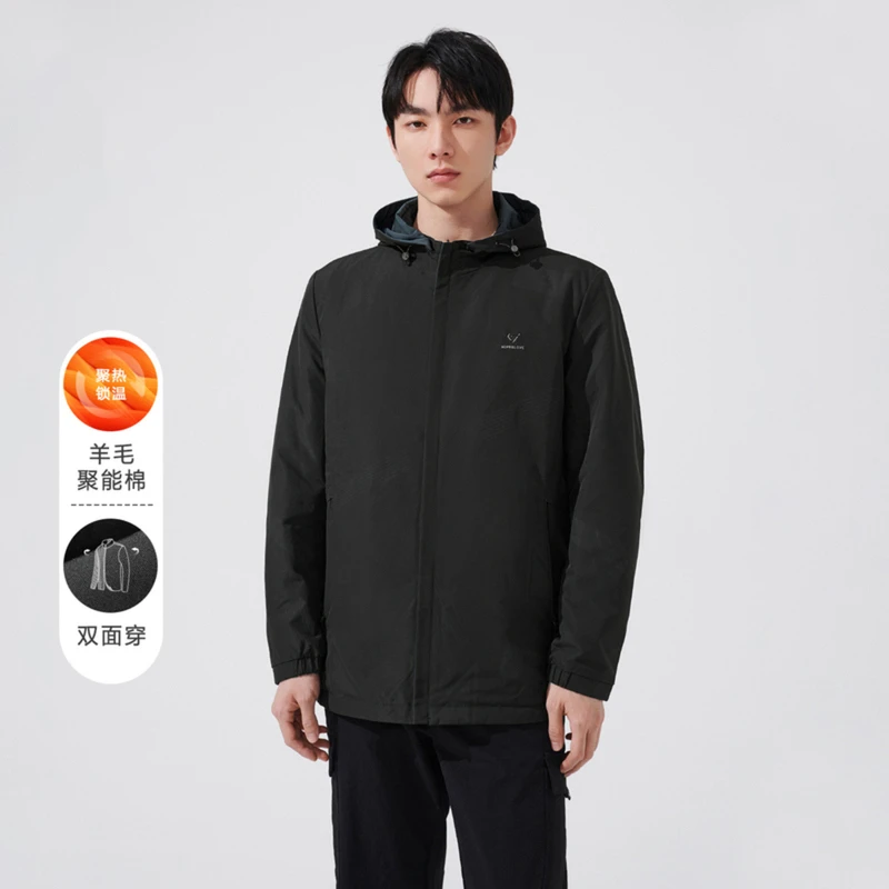 新款加棉加厚可脱卸帽双面可穿夹克外套10100
