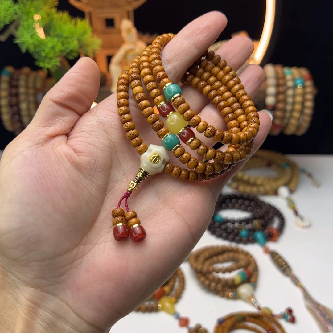 糖***唐星月菩提手串星月菩提老陈籽大留白6×4