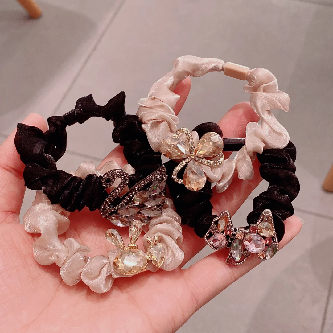 M2159夏季2025新款欧根纱三叶草小狗兔头天鹅发圈发绳