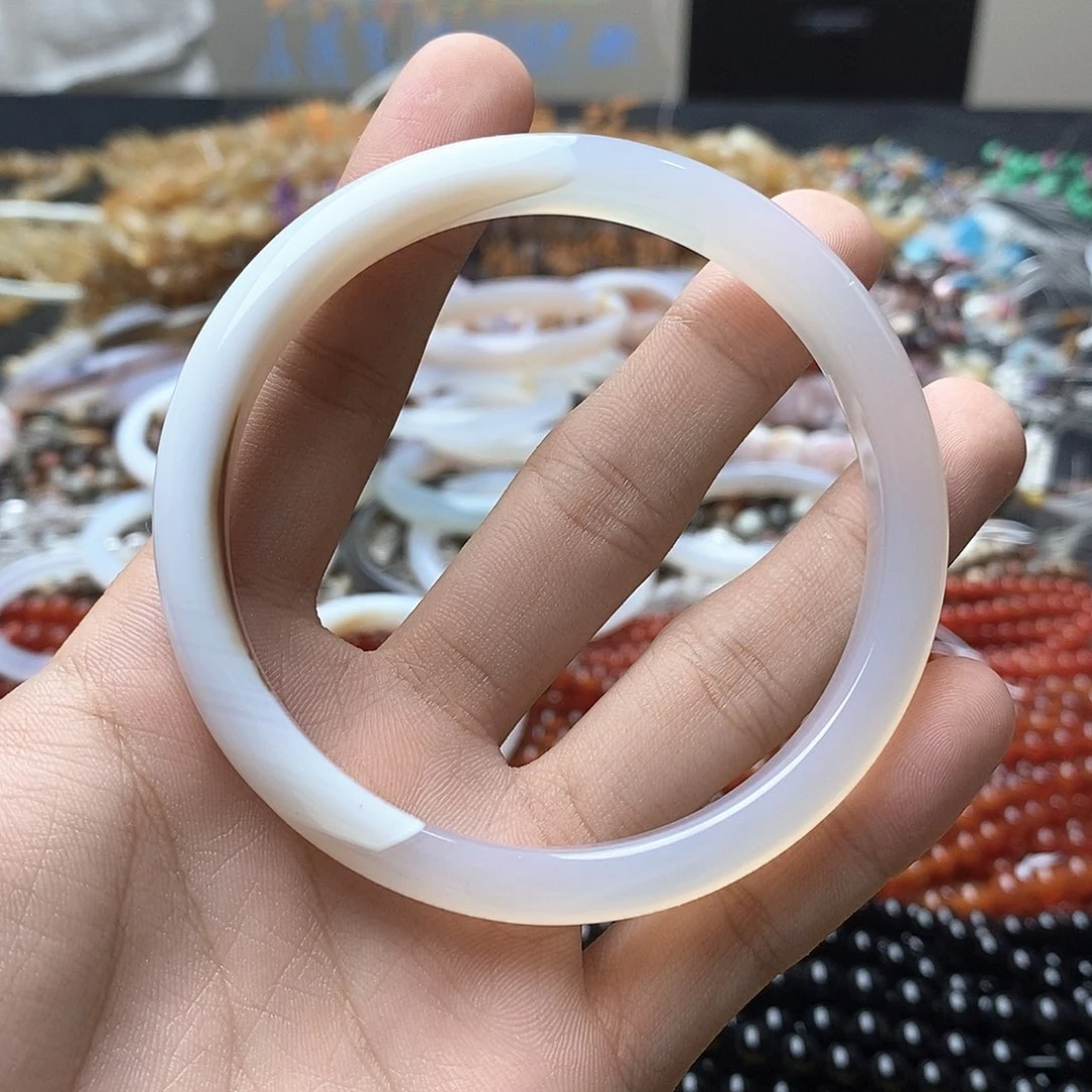 玛瑙/玉髓合金珠宝半成品吞*0一个天然67圈口玛瑙手镯B36