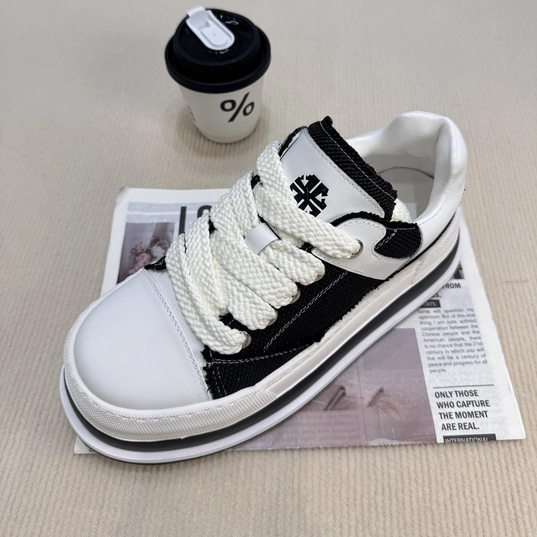 板鞋休闲风夏季厚底透气休闲板鞋帆布鞋小白鞋平底系带网面时尚