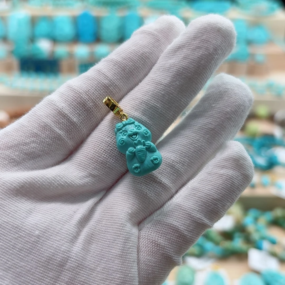 绿松石18K金镶嵌珠宝奇石