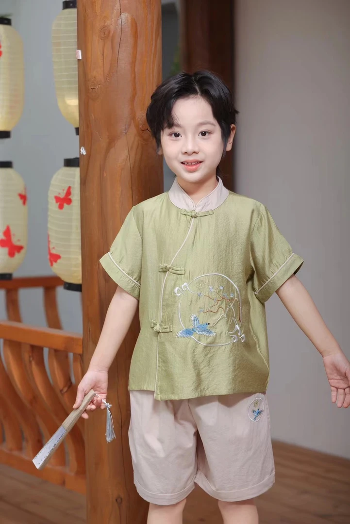 【远山绿】汉服男童2025年夏季新款裤装男孩唐装中国风刺绣儿童古装