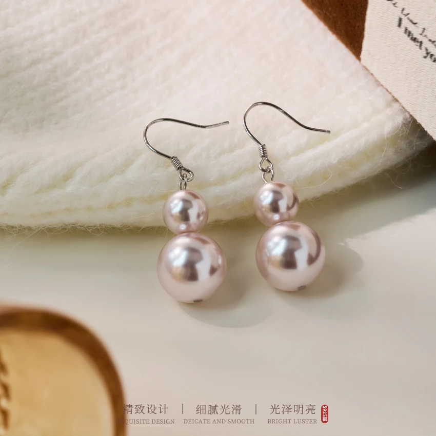 925银耳饰  曼塔紫珠葫芦耳钩日韩商务风耳环时尚小众长款百搭