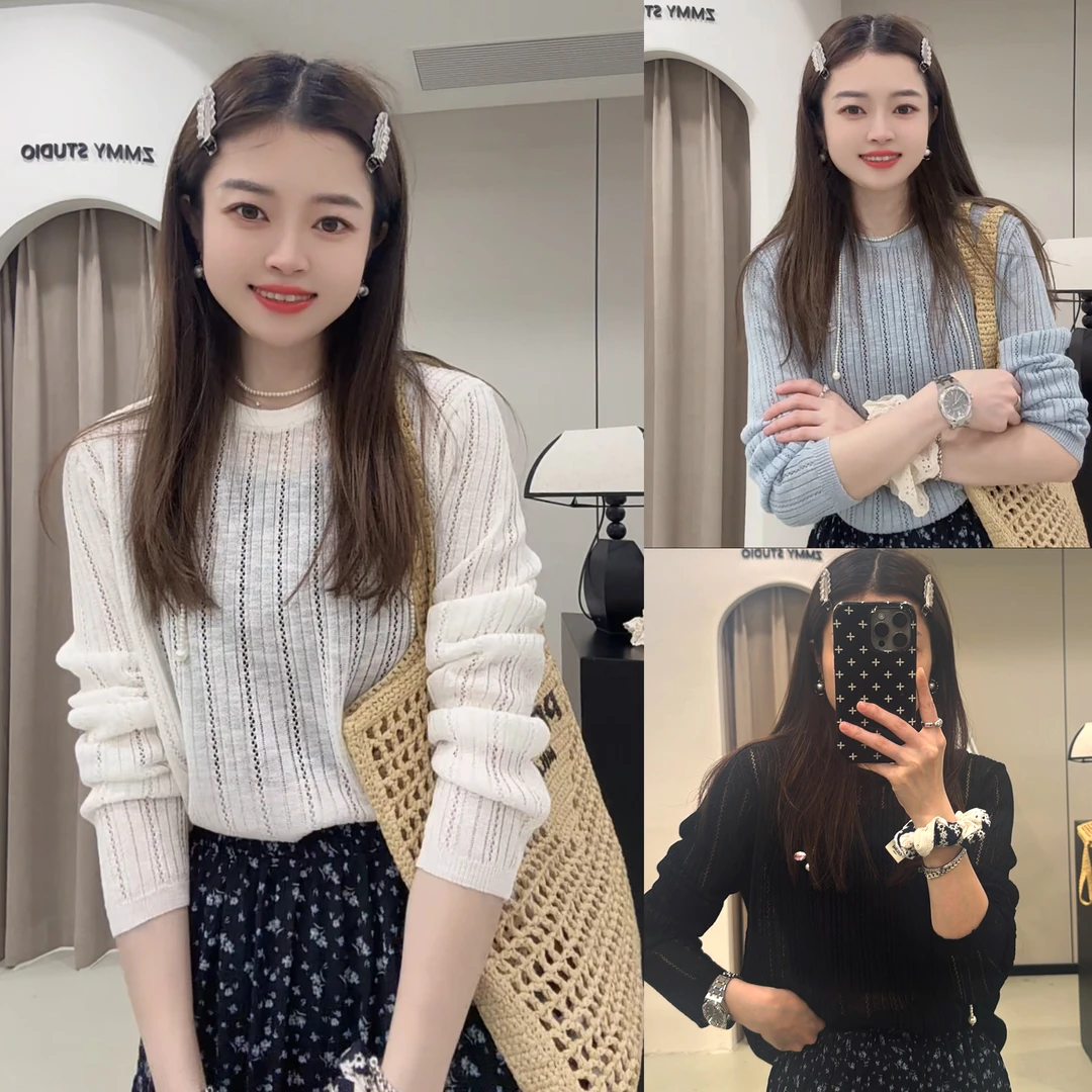 【ZMMY严选私服】夏季新款韩版镂空纯色软糯防晒针织衫K5041001