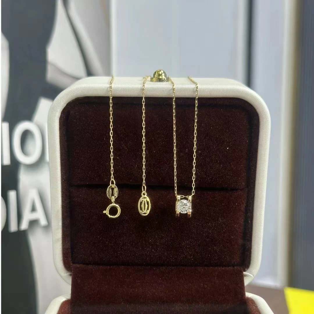 18k金镶嵌天然钻石30分独钻k黄牛头套链XC