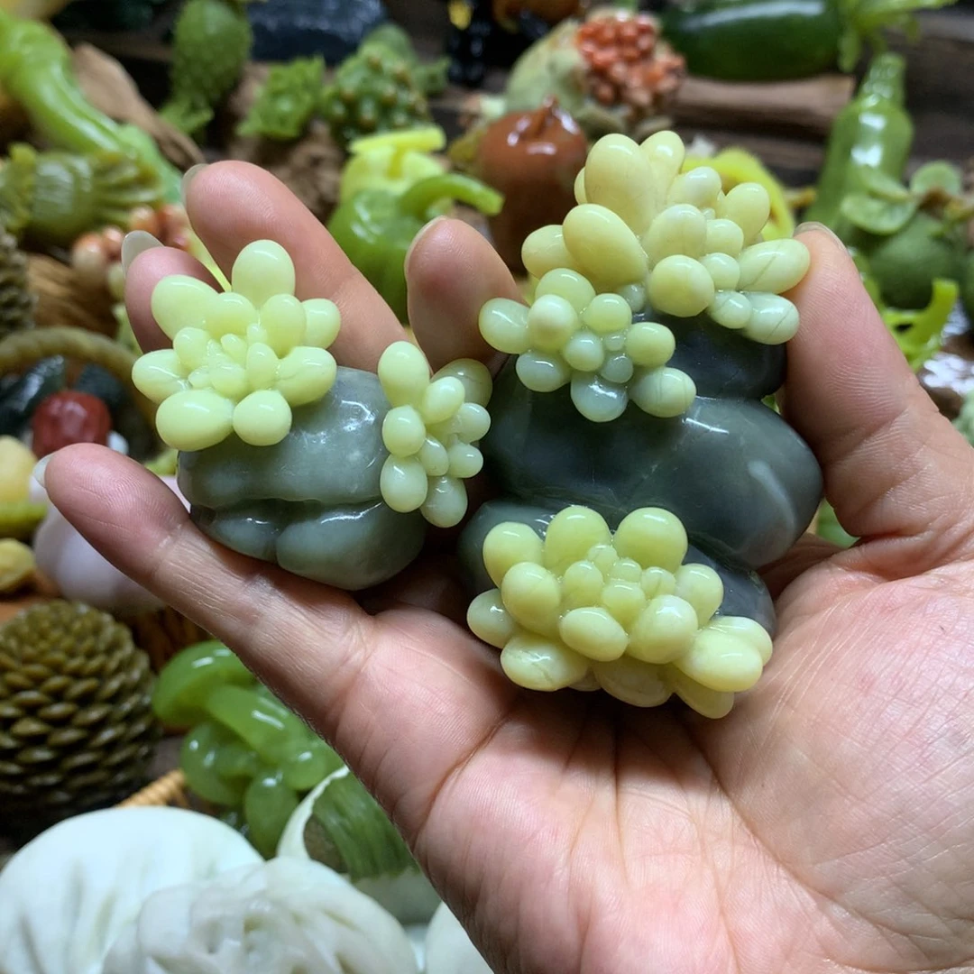 蛇纹石玉手把件未镶嵌小*