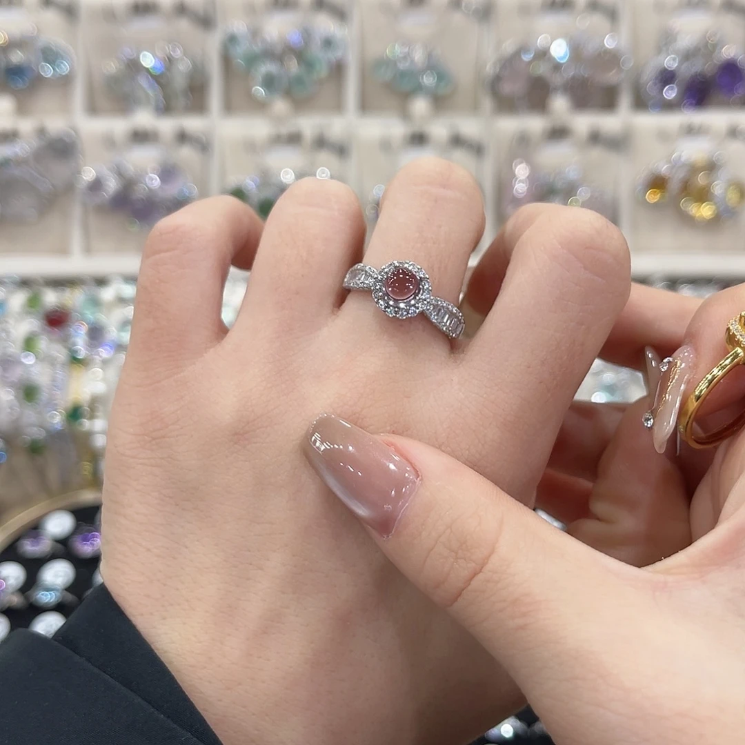 蛇纹石玉银S925镶嵌戒指